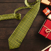 Classic Green Gingham Plaid Voeg Initiaal toe Kers Stropdas