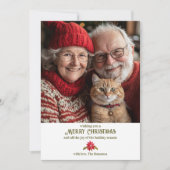 Classic Green Gingham Poinsettia 1 Foto Kerstmis Feestdagenkaart (Voorkant)