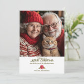 Classic Green Gingham Poinsettia 1 Foto Kerstmis Feestdagenkaart (Staand voorkant)