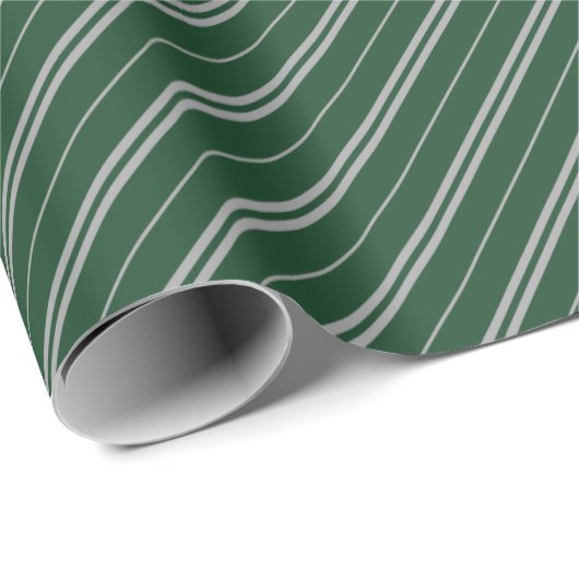 Classic Green Grey School Stripes Pattern Cadeaupapier (Rol Hoek)