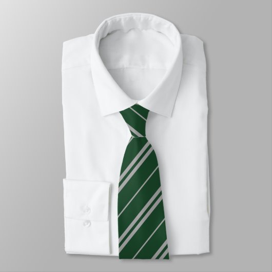 Classic Green Grey School Stripes Pattern Stropdas (Gebonden)