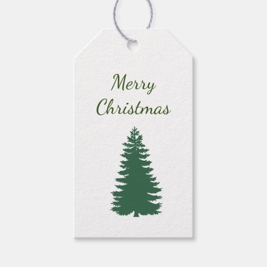 Classic Green Holiday Bericht Pine Tree Gift Label Cadeaulabel (Voorkant)
