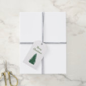 Classic Green Holiday Bericht Pine Tree Gift Label Cadeaulabel (Met Touw)