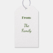 Classic Green Holiday Bericht Pine Tree Gift Label Cadeaulabel (Achterkant)