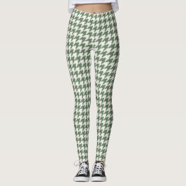 Classic Green Houndstooth Pattern-Leggings Leggings