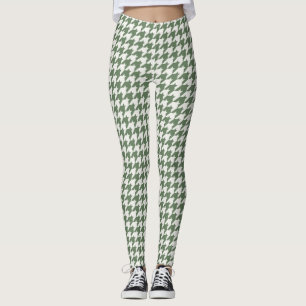 Classic Green Houndstooth Pattern-Leggings Leggings