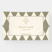 Classic Green Ivory Harlequin Gold Monogram Event Spandoek (Horizontaal)