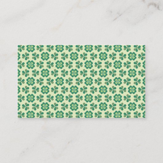 Classic Green Lucky Clover Simple Elegant Shamrock Visitekaartje (Achterkant)