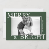 Classic Green Merry & Bright Bold Snowflake Photo Feestdagenkaart (Voorkant)