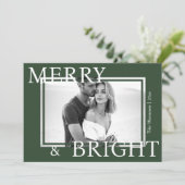 Classic Green Merry & Bright Bold Snowflake Photo Feestdagenkaart (Staand voorkant)