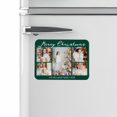 Classic Green Merry Christmas Photo Collage Magneet