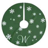 Classic Green Monogram Snowflake Tree Skirt Kerstboom Rok (Voorkant)