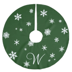 Classic Green Monogram Snowflake Tree Skirt Kerstboom Rok