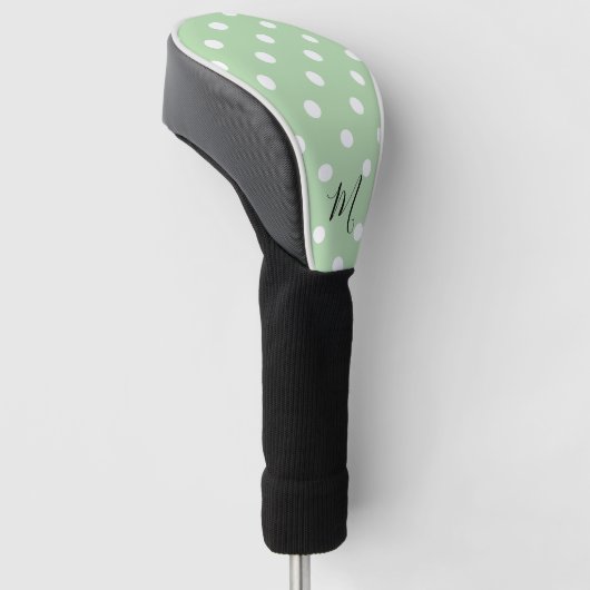 Classic Green Pattern Monogram Polka Dot Golfheadcover (Schuin)