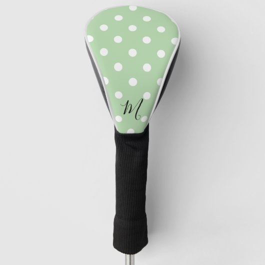 Classic Green Pattern Monogram Polka Dot Golfheadcover (Voorkant)