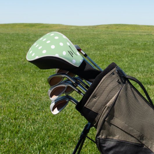 Classic Green Pattern Monogram Polka Dot Golfheadcover (Insitu)