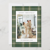 Classic Green Plaid 5 Photo Christmas Feestdagenkaart (Voorkant)