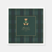 Classic Green Plaid Bear Baby Shower  Servet (Voorkant)