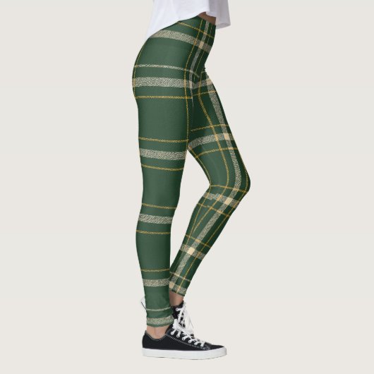 Classic Green Plaid Christmas Leggings (Rechts)