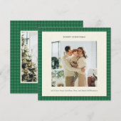 Classic Green Plaid Cozy Christmas Photo Kaart (Voorkant / Achterkant)