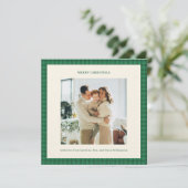 Classic Green Plaid Cozy Christmas Photo Kaart (Staand voorkant)