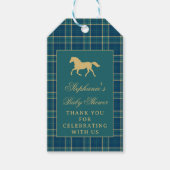 Classic Green Plaid Horse Equestrian Baby shower Cadeaulabel (Voorkant)