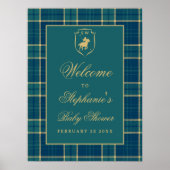 Classic Green Plaid Polo Paardensport Baby shower Poster (Voorkant)