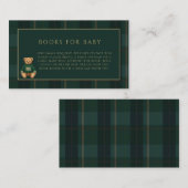 Classic Green Plaid Teddy Bear Theme Baby Shower  Informatiekaartje (Voorkant / Achterkant)