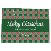 Classic Green Plaid Vrolijk Kerstfeest Groot Cadeauzakje (Achterkant)