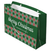 Classic Green Plaid Vrolijk Kerstfeest Groot Cadeauzakje (Achterkant Gekanteld)