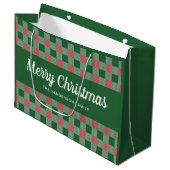 Classic Green Plaid Vrolijk Kerstfeest Groot Cadeauzakje (Voorkant Gekanteld)