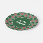 Classic Green Plaid Vrolijk Kerstfeest Papieren Bordje (Gekanteld)