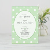 Classic Green Polka Dots Baby Shower Kaart (Staand voorkant)