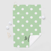 Classic Green Polka Dots Pattern Monogram Golfhanddoek (Insitu)