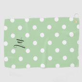 Classic Green Polka Dots Pattern Monogram Golfhanddoek (Horizontaal)
