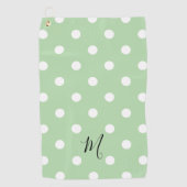 Classic Green Polka Dots Pattern Monogram Golfhanddoek (Voorkant)
