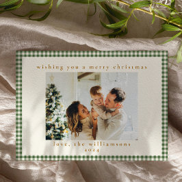 Classic Green Pset Aangepast voor twee kerstfoto's Feestdagenkaart
