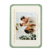 Classic Green Pset Aangepast voor twee kerstfoto's Magneet (Verticaal)