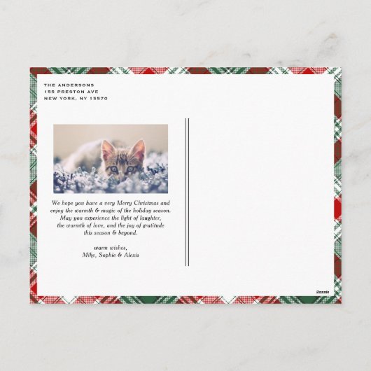 Classic Green Pset Pattern Merry kerstfoto Feestdagenkaart (Achterkant)