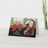 Classic Green & Red Festive Trees Photo Arch Feestdagen Kaart (Voorkant)