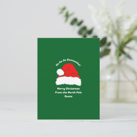 Classic Green Santa Merry Christmas Briefkaart (Staand voorkant)