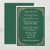 Classic Green! Simplistic Wedding invitation Kaart (Voorkant / Achterkant)
