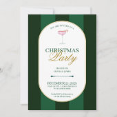 Classic green stripe Christmas Invitation Kaart (Voorkant)