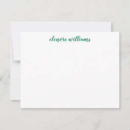 Classic Green Stylish Modern Elegant Preppy Script Notitiekaartje