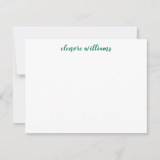 Classic Green Stylish Modern Elegant Preppy Script Notitiekaartje (Voorkant)