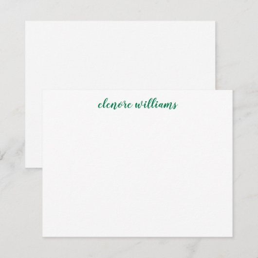 Classic Green Stylish Modern Elegant Preppy Script Notitiekaartje (Voorkant / Achterkant)