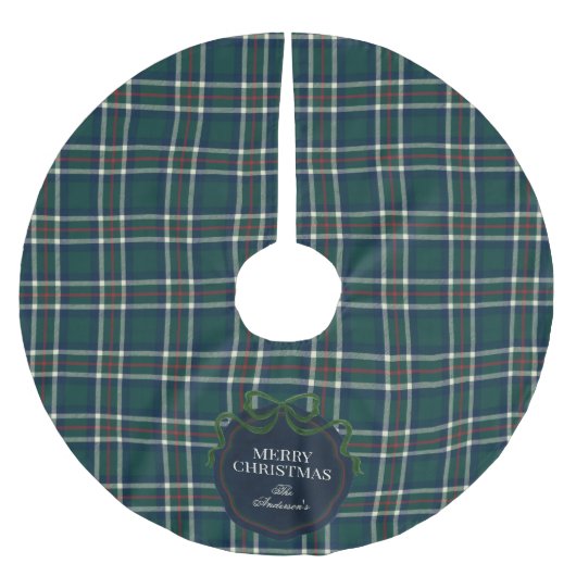 Classic Green Tartan Plaid Custom Tree Skirt Kerstboom Rok (Voorkant)