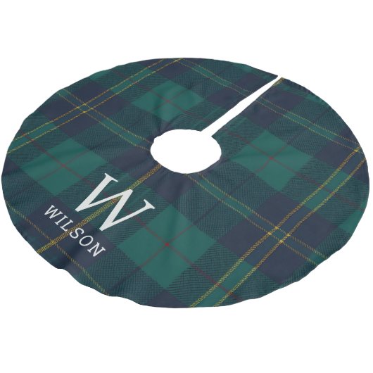Classic Green Tartan Plaid Monogram Christmas Kerstboom Rok (Gekanteld)