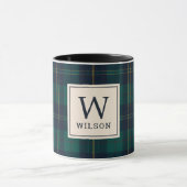 Classic Green Tartan Plaid Monogram Christmas Mok (Midden)