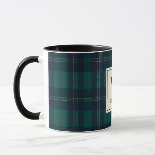 Classic Green Tartan Plaid Monogram Christmas Mok (Links)